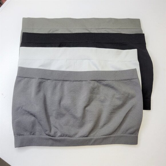 GREY Crop Top Stretchy Ribbed Bandeau Tube Top - One Size- NEW - Picture 8 of 11